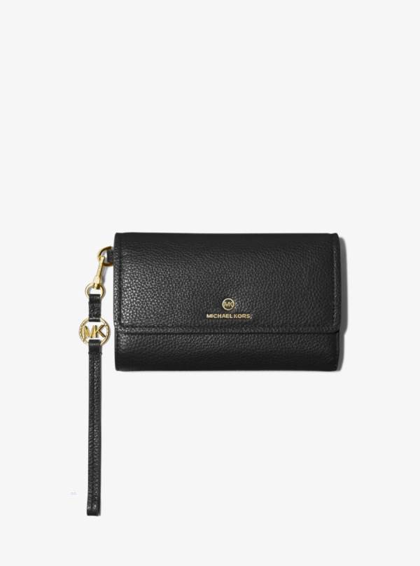 Damske Penazenky Michael Kors Jet Set Charm Pebbled Leather Smartphone Čierne - Doplnky Michael Kors Outlet | ZGODX-0917